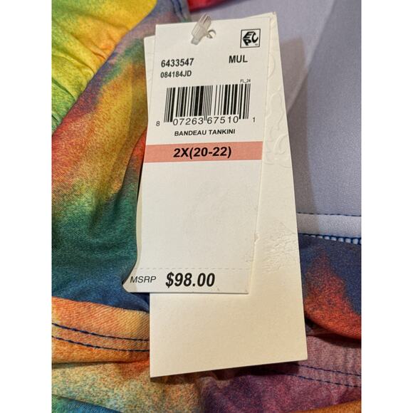 Becca Water Color Bandeau Swim Tankini Top 2X NWT - Picture 2 of 2